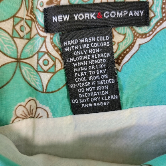 New York And Company Turquoise Brown A Line Boho Lined Skirt Sequins Size 6 - Picture 8 of 10